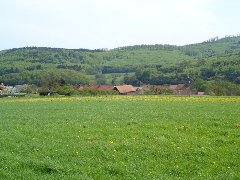 Blick von Norden auf Densberg, im Hintergrund der Hemberg