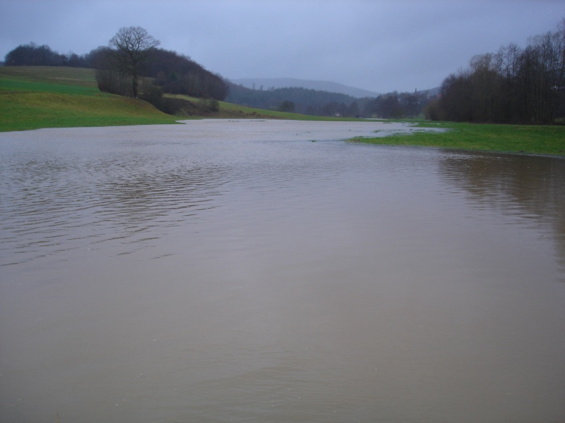 weite Teile der Wisen am Gilsaufer sind berschwemmt (18.1.2007)